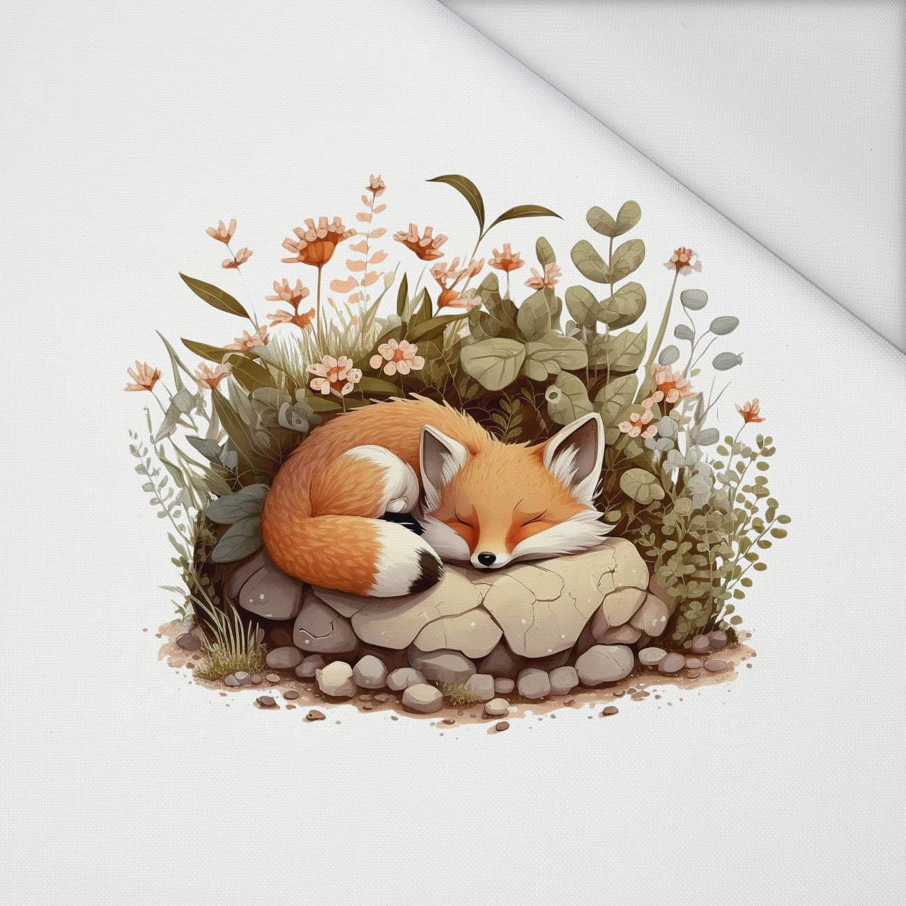 SLEEPING FOX - panel (75cm x 80cm) Waterproof woven fabric