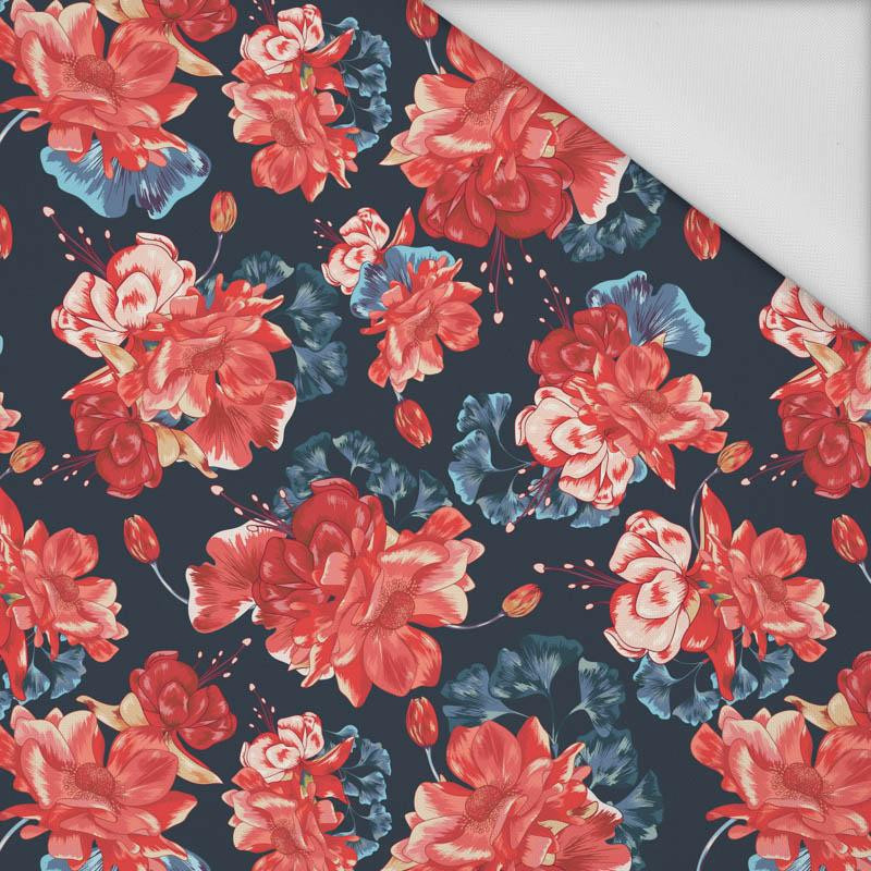 RED PEONIES (RED GARDEN) - Waterproof woven fabric
