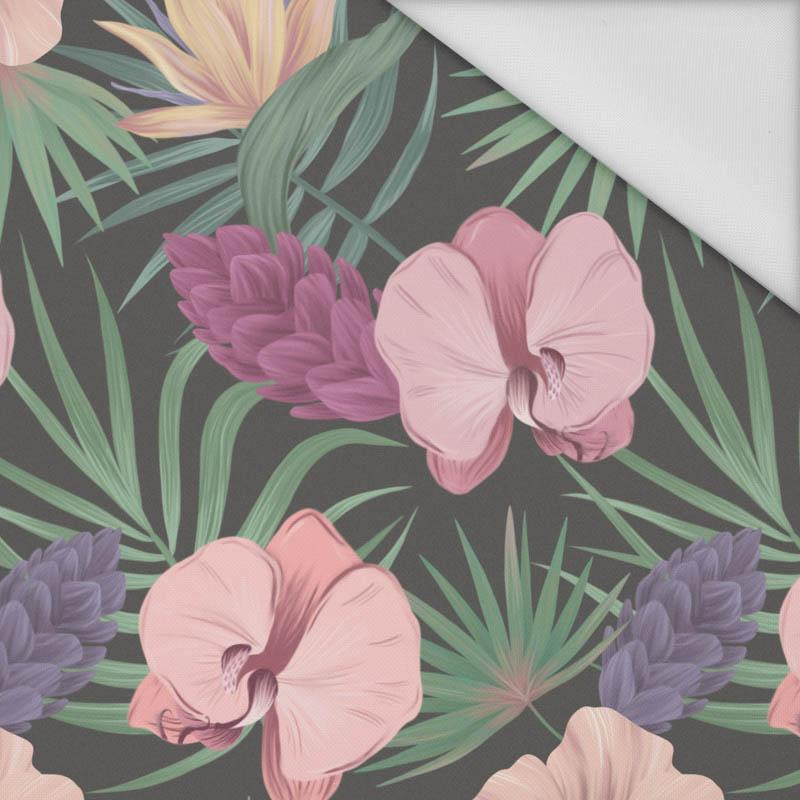 EXOTIC PLANTS / grey - Waterproof woven fabric