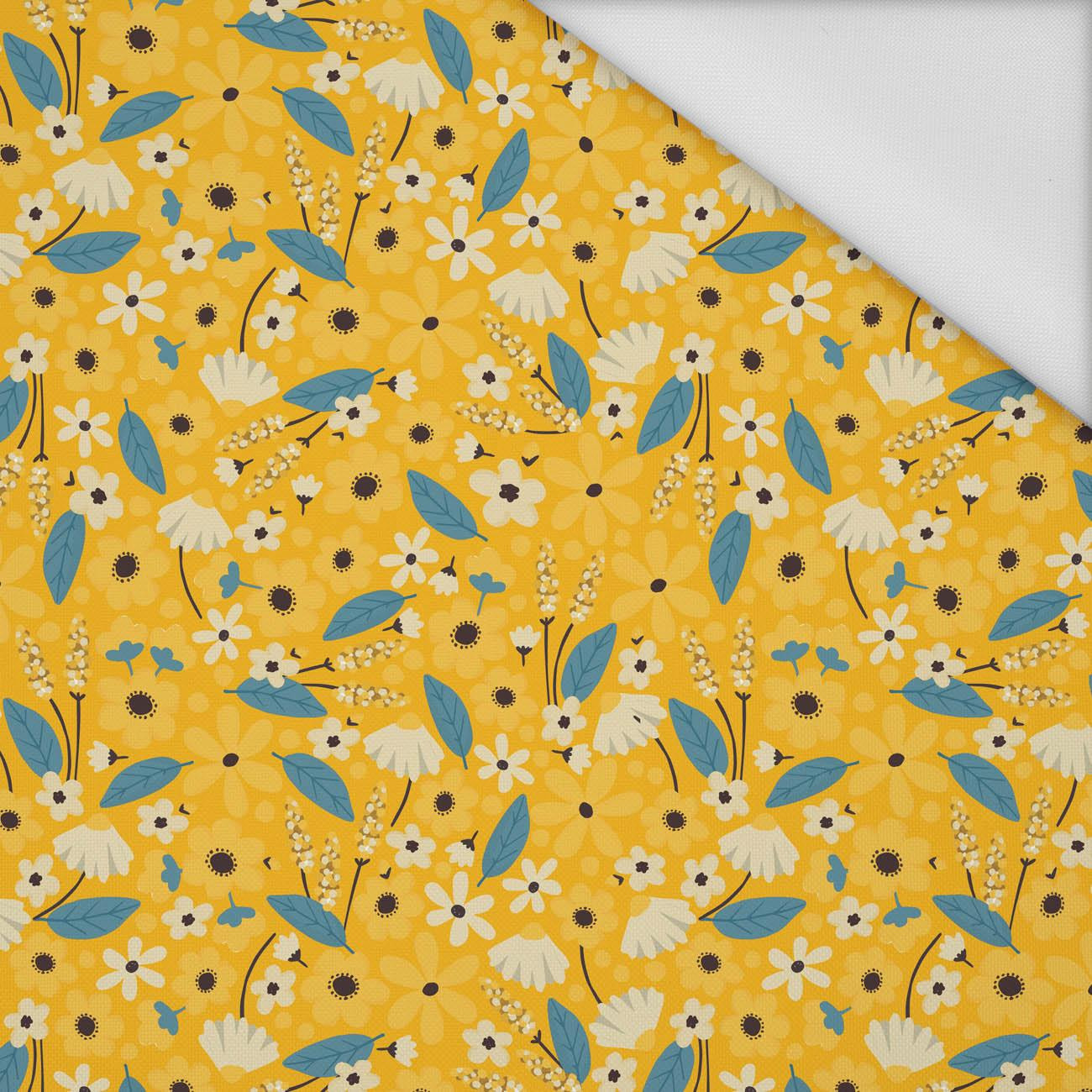 SMALL FLOWERS pat. 2 / mustard - Waterproof woven fabric