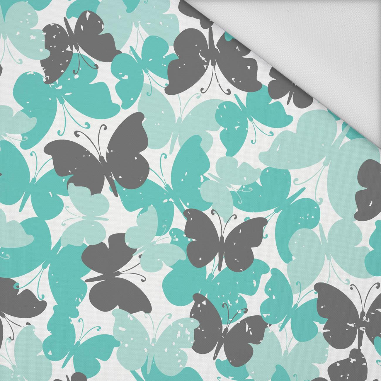 BUTTERFLIES / aqua - Waterproof woven fabric