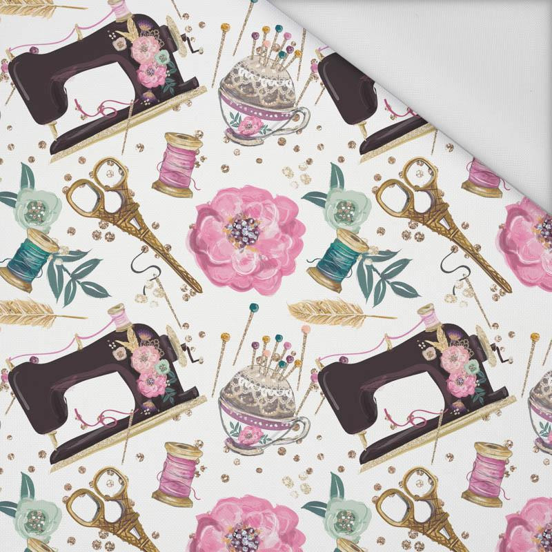 RETRO SEWING MACHINES pat. 1 / white - Waterproof woven fabric