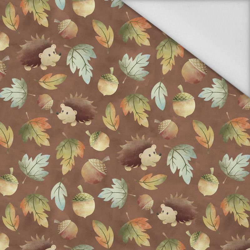HEDGEHOGS IN LEAVES (AUTUMN GIRL) - Waterproof woven fabric