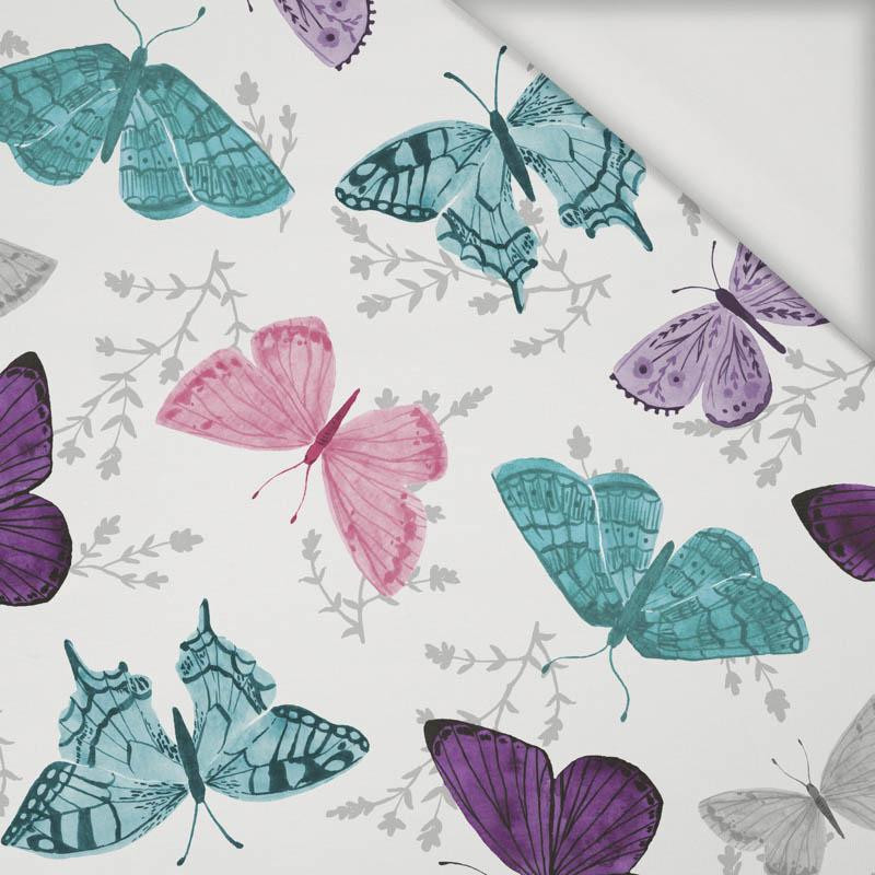 BUTTERFLIES PAT. 5 / white  (PURPLE BUTTERFLIES) - Viscose jersey