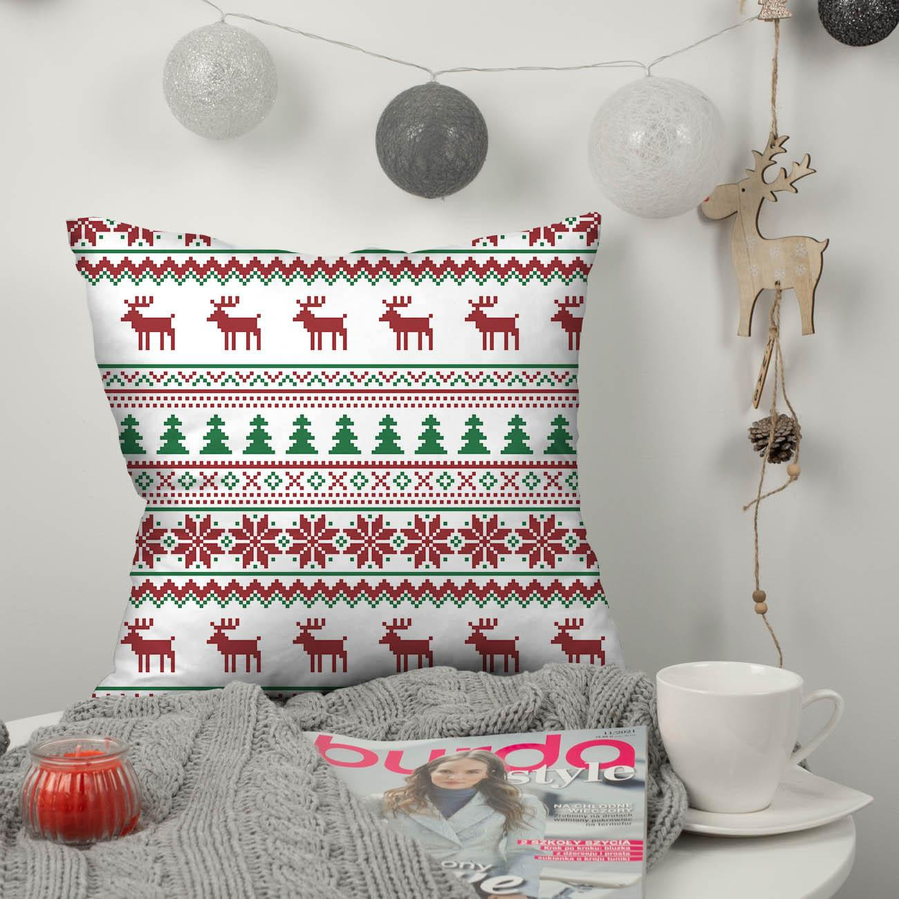 REINDEERS PAT. 2 / maroon - green - looped knit fabric