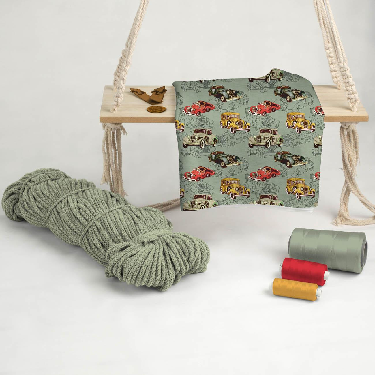 OLD CARS pat. 3 - Cotton woven fabric