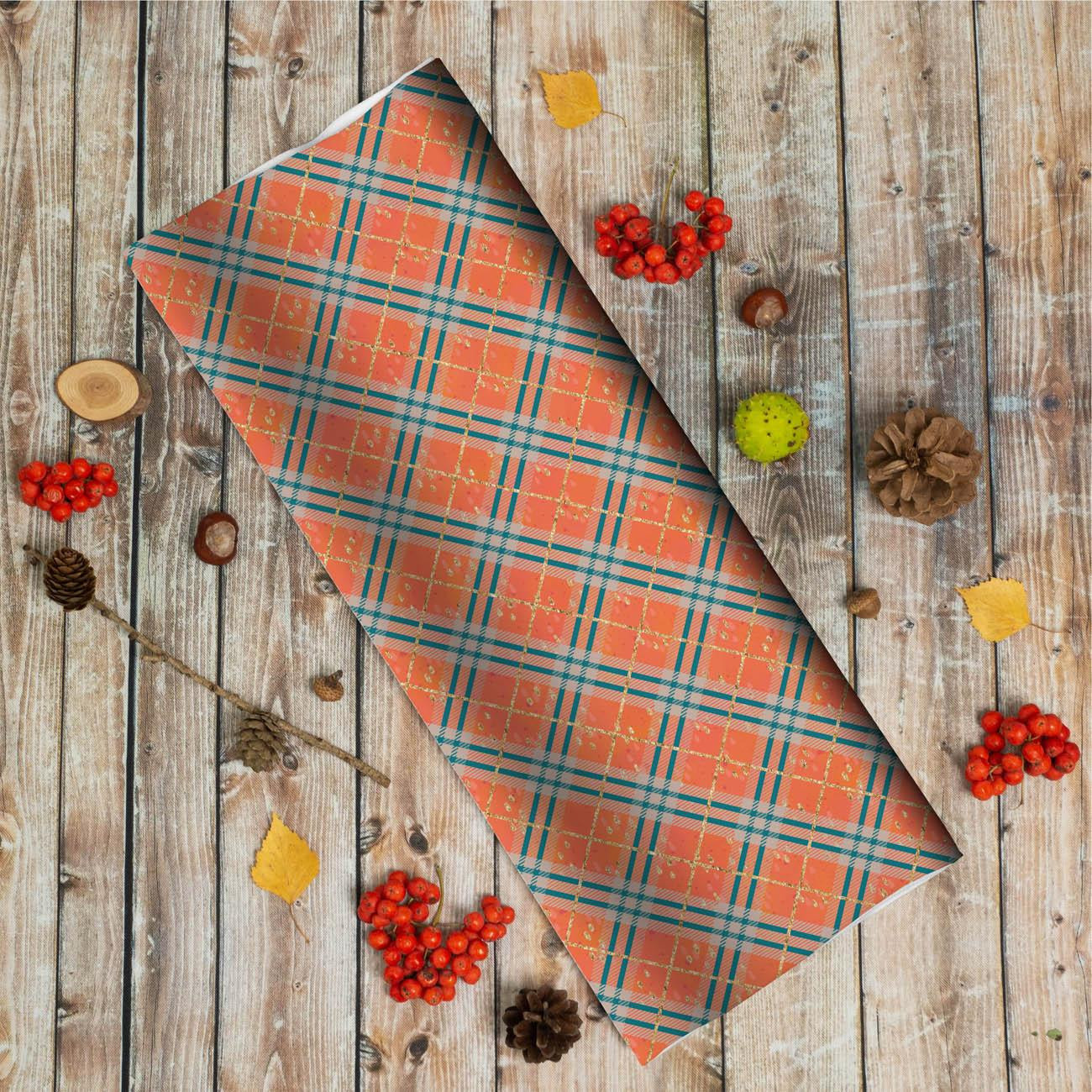 GLITTER CHECK / orange (GLITTER AUTUMN) - looped knit fabric