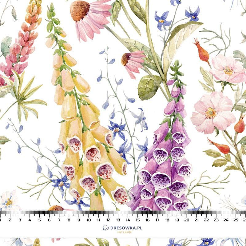 FLOWERS / bellflowers - viscose woven fabric