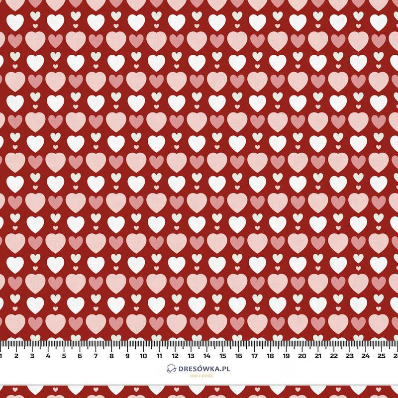 HEART BEADS / red (VALENTINE'S HEARTS) - Cotton woven fabric
