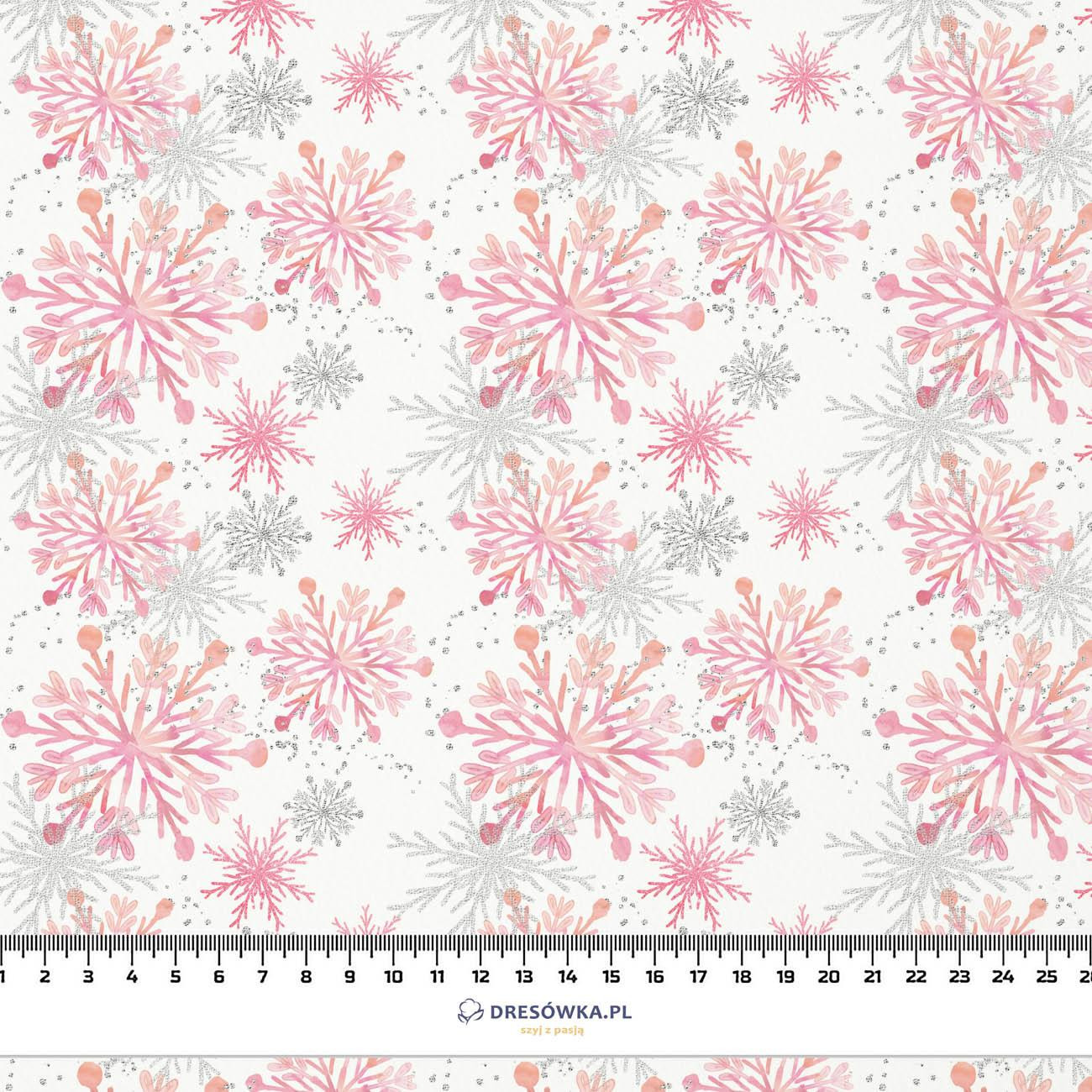 PINK SNOWFLAKES pat. 2 - Cotton woven fabric