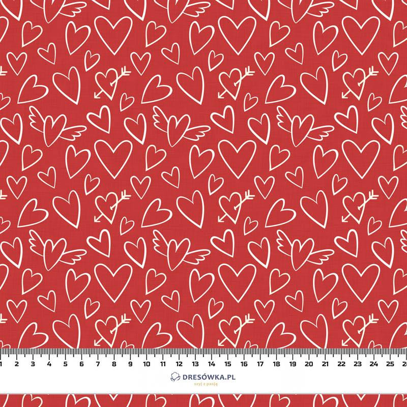 WINGED HEARTS / red (VALENTINE'S MIX) - Waterproof woven fabric