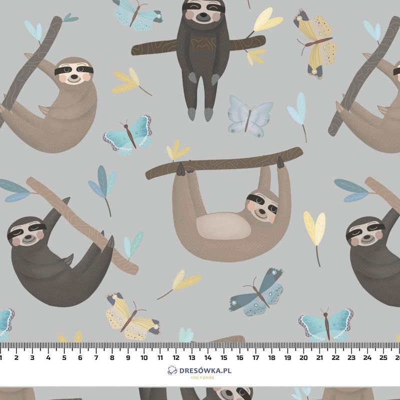 SLOTHS / butterflies (SLOTHS) / grey - Cotton woven fabric