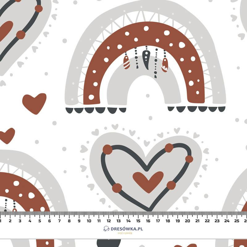 VALENTINE'S RAINBOW pat. 3 / white (RAINBOWS AND HEARTS) - Cotton woven fabric