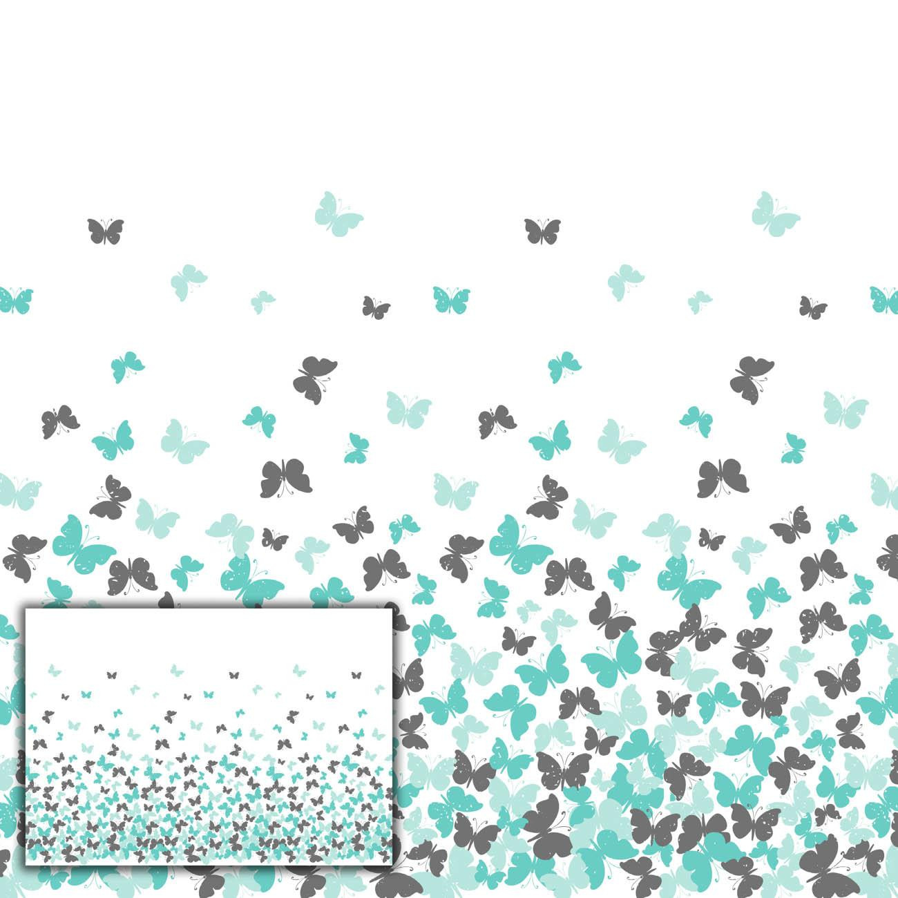 BUTTERFLIES AQUA - PANORAMIC PANEL (105cm x 150cm)