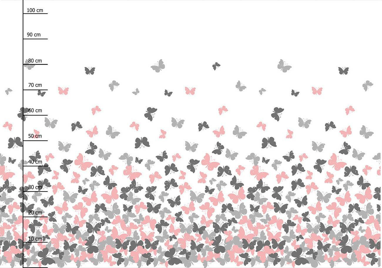 BUTTERFLIES PINK - panel Single jersey with elastane 