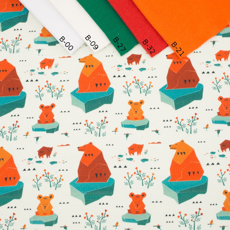 GEO BEARS ON ICE FLOES - looped brushed knit with elastane PDE250 