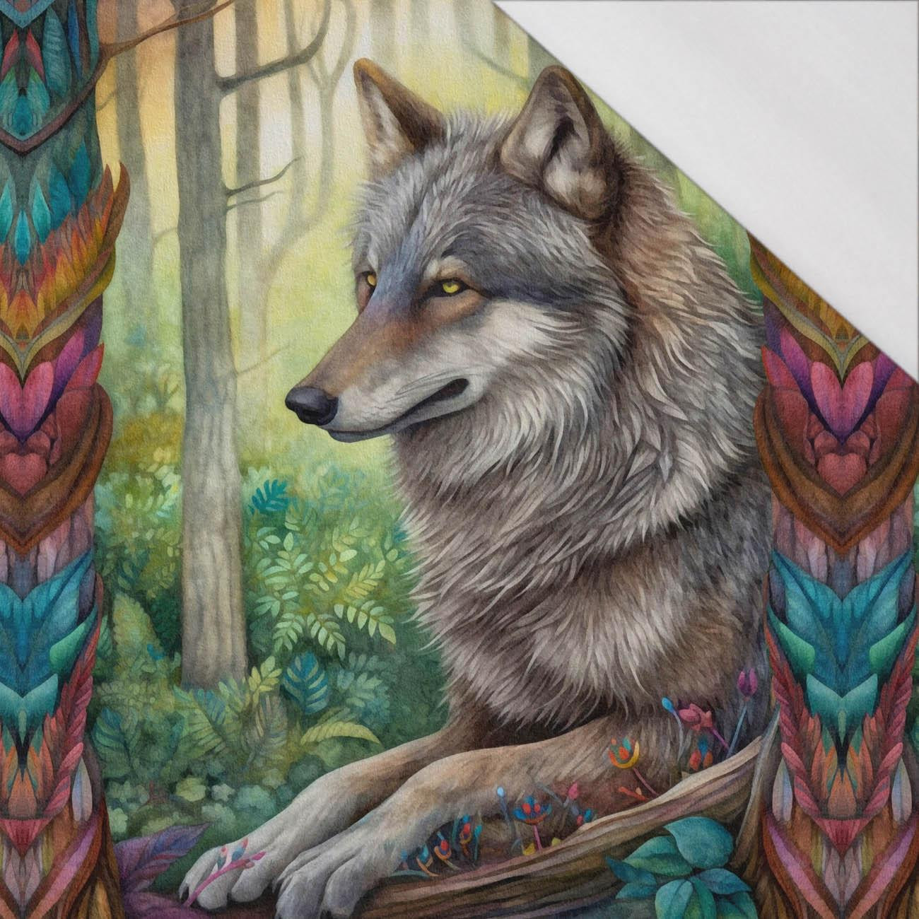 BOHO WOLF - panel (75cm x 80cm) SINGLE JERSEY PANEL