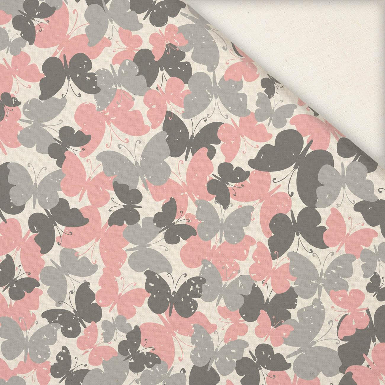 BUTTERFLIES / pink - Linen 100%