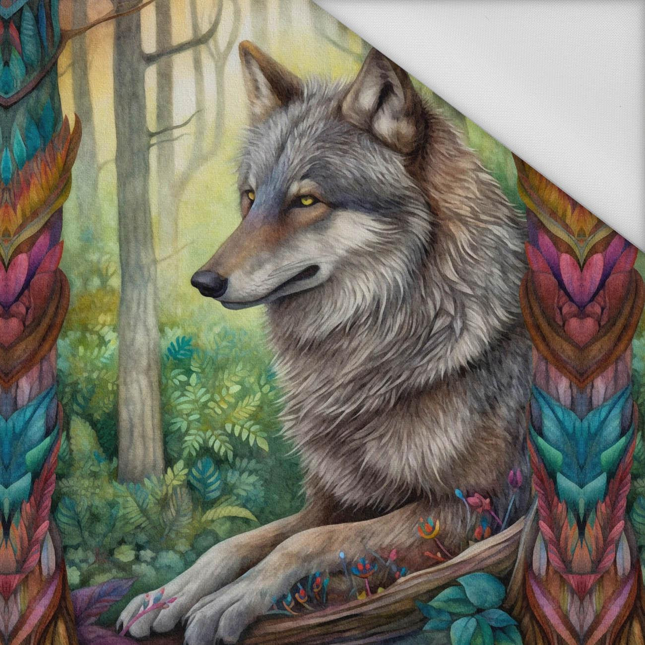 BOHO WOLF - panel (75cm x 80cm) Waterproof woven fabric