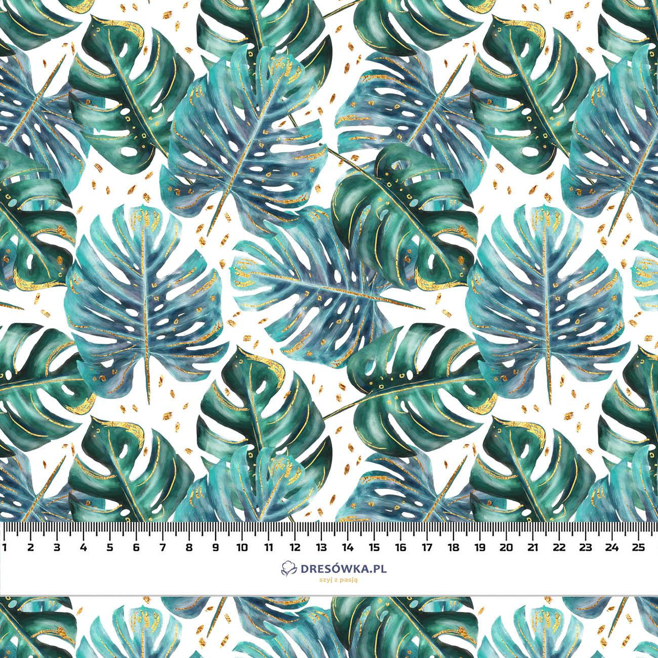 MONSTERA pat. 4 / white  - viscose woven fabric