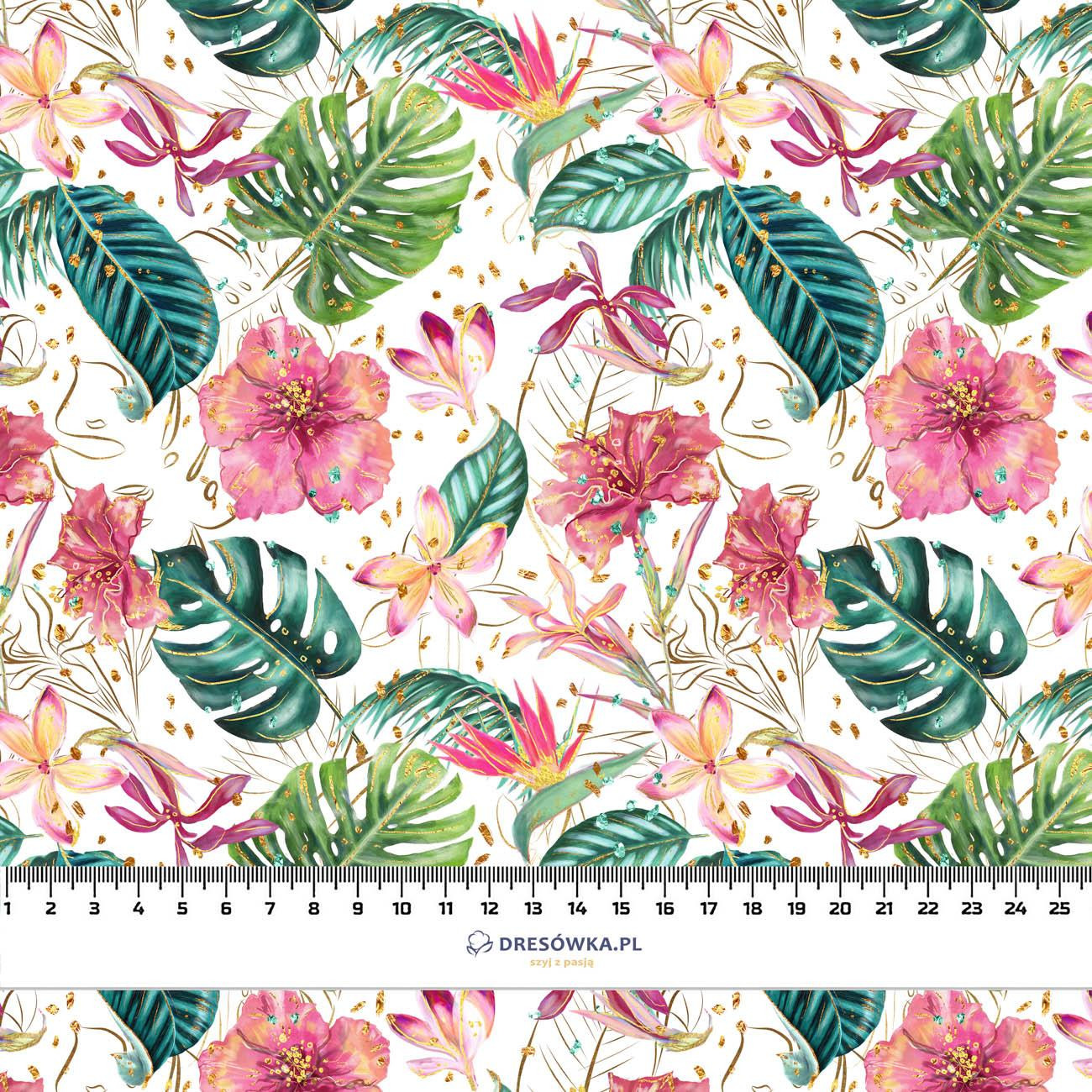 TROPICAL JUNGLE / white - viscose woven fabric