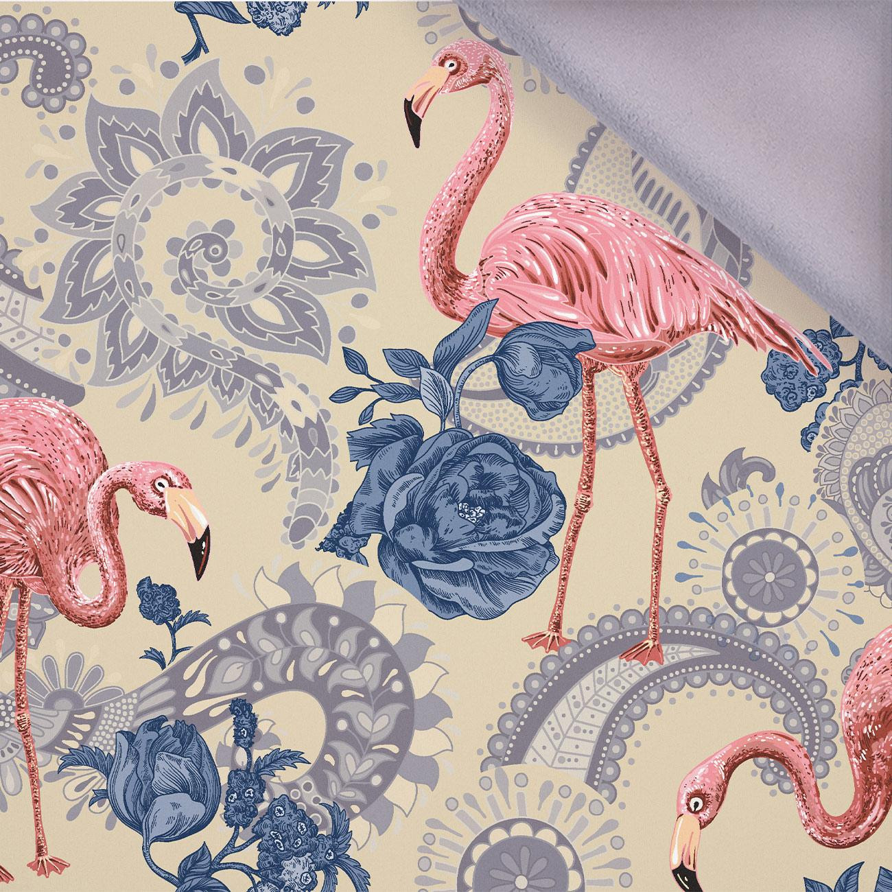 FLAMINGOS AND ROSES / beige - softshell
