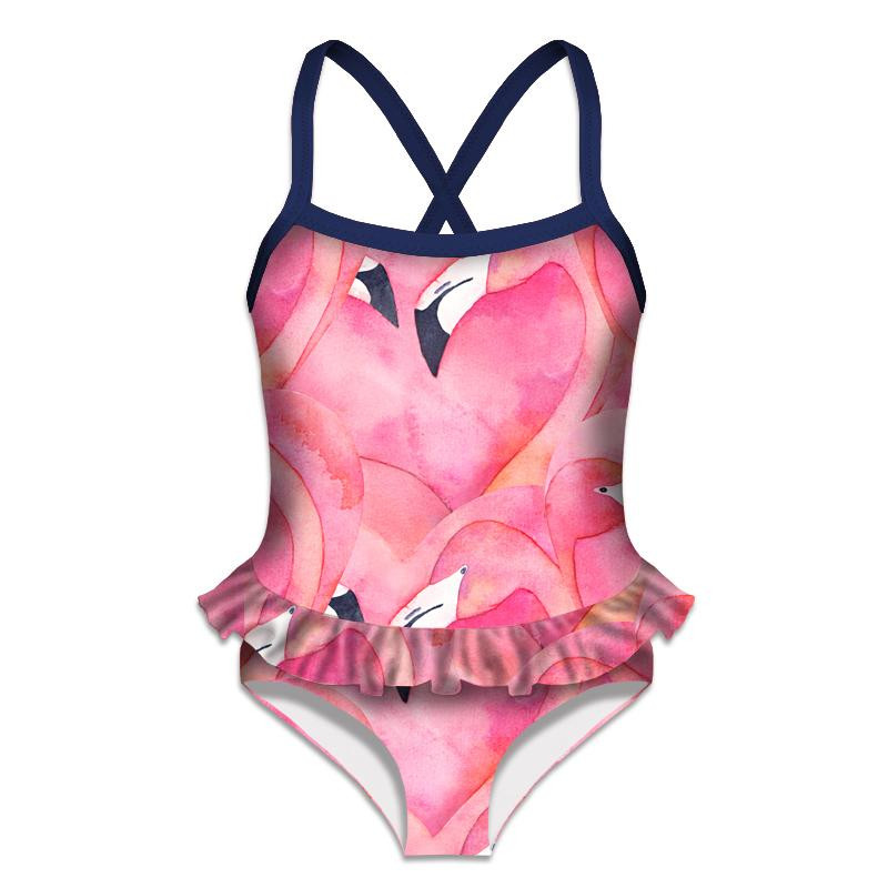 Girl's swimsuit - PINK FLAMINGOS 