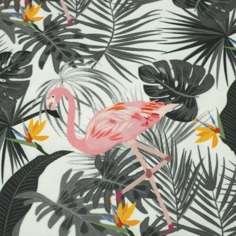 FLAMINGOS WITH LEAVES 2.0 - quick-drying woven fabric