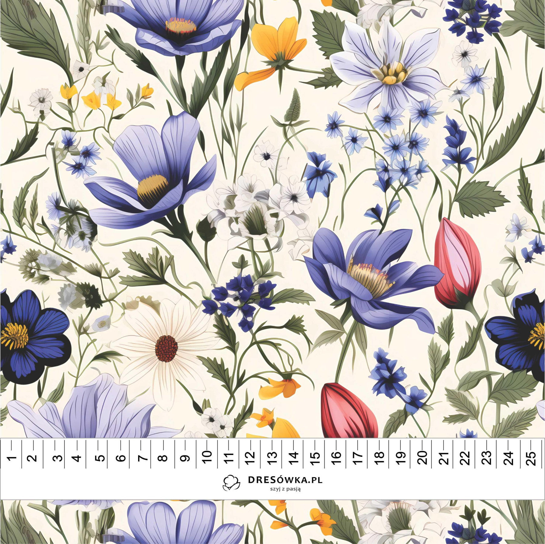FLOWERS wz.4 - Woven Fabric for tablecloths