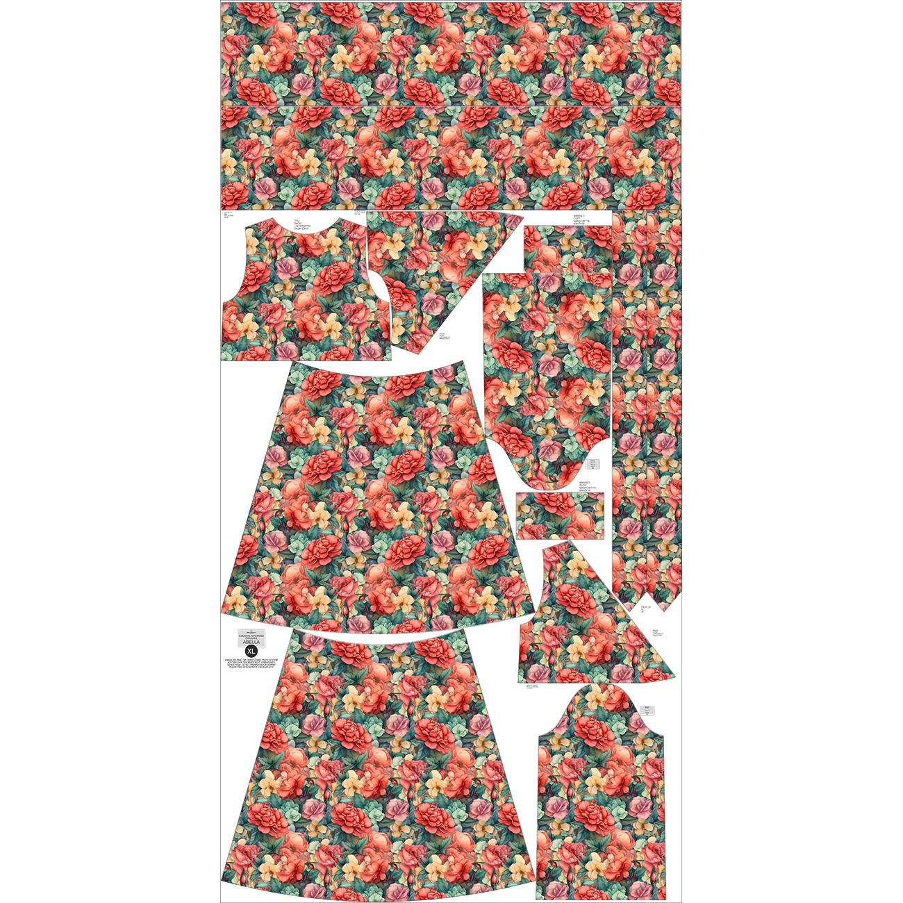 WRAP FLOUNCED DRESS (ABELLA) - FLOWERS pat.50 - sewing set