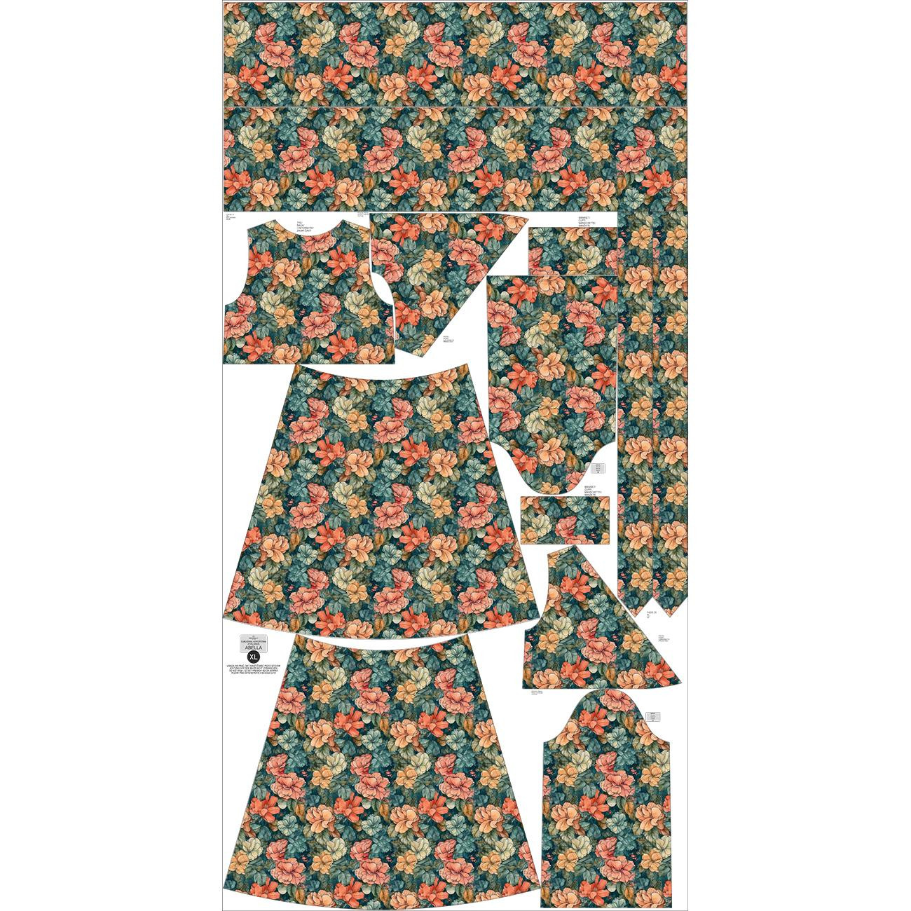 WRAP FLOUNCED DRESS (ABELLA) - FLOWERS pat.53 - sewing set