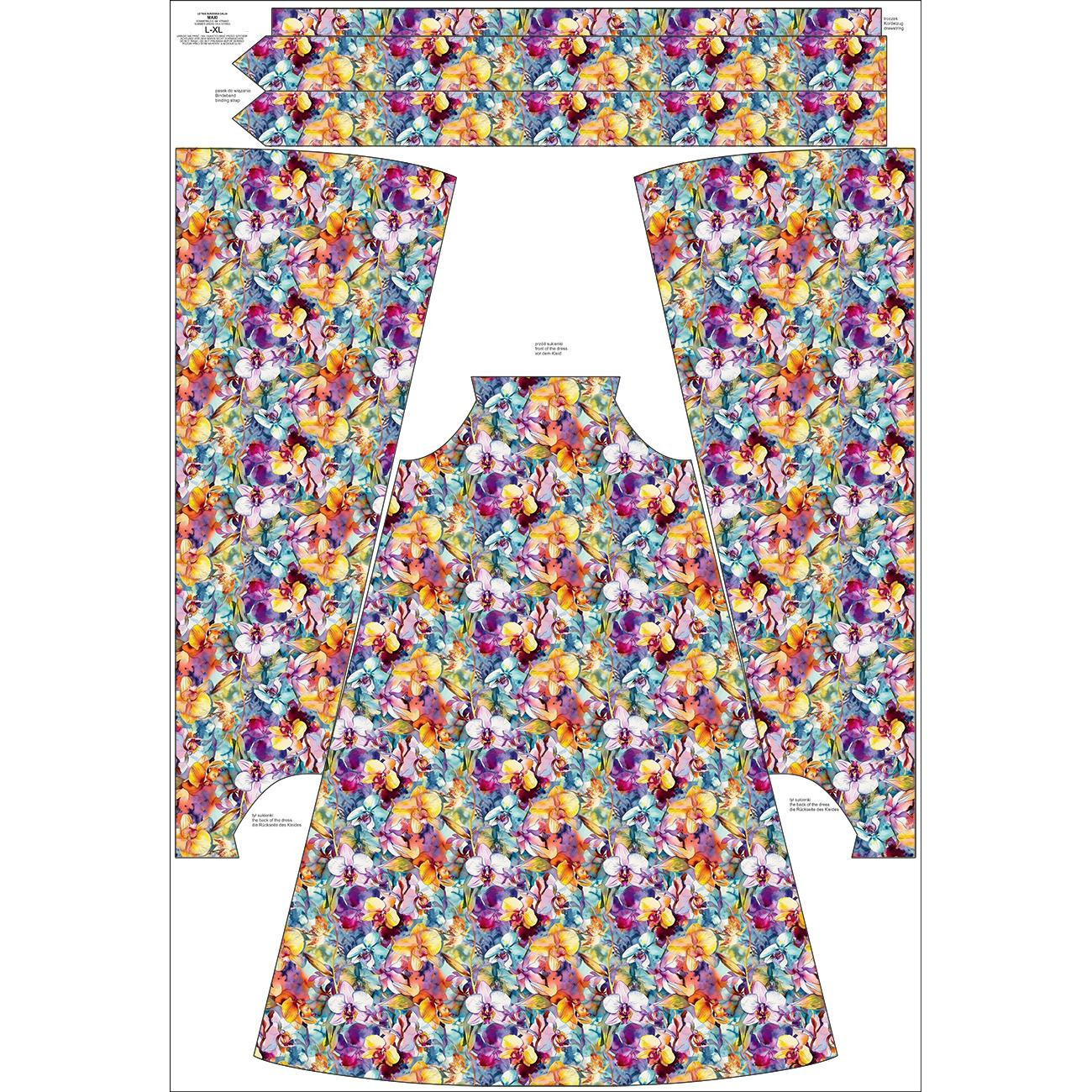DRESS "DALIA" MAXI - FLOWERS pat.56 - sewing set