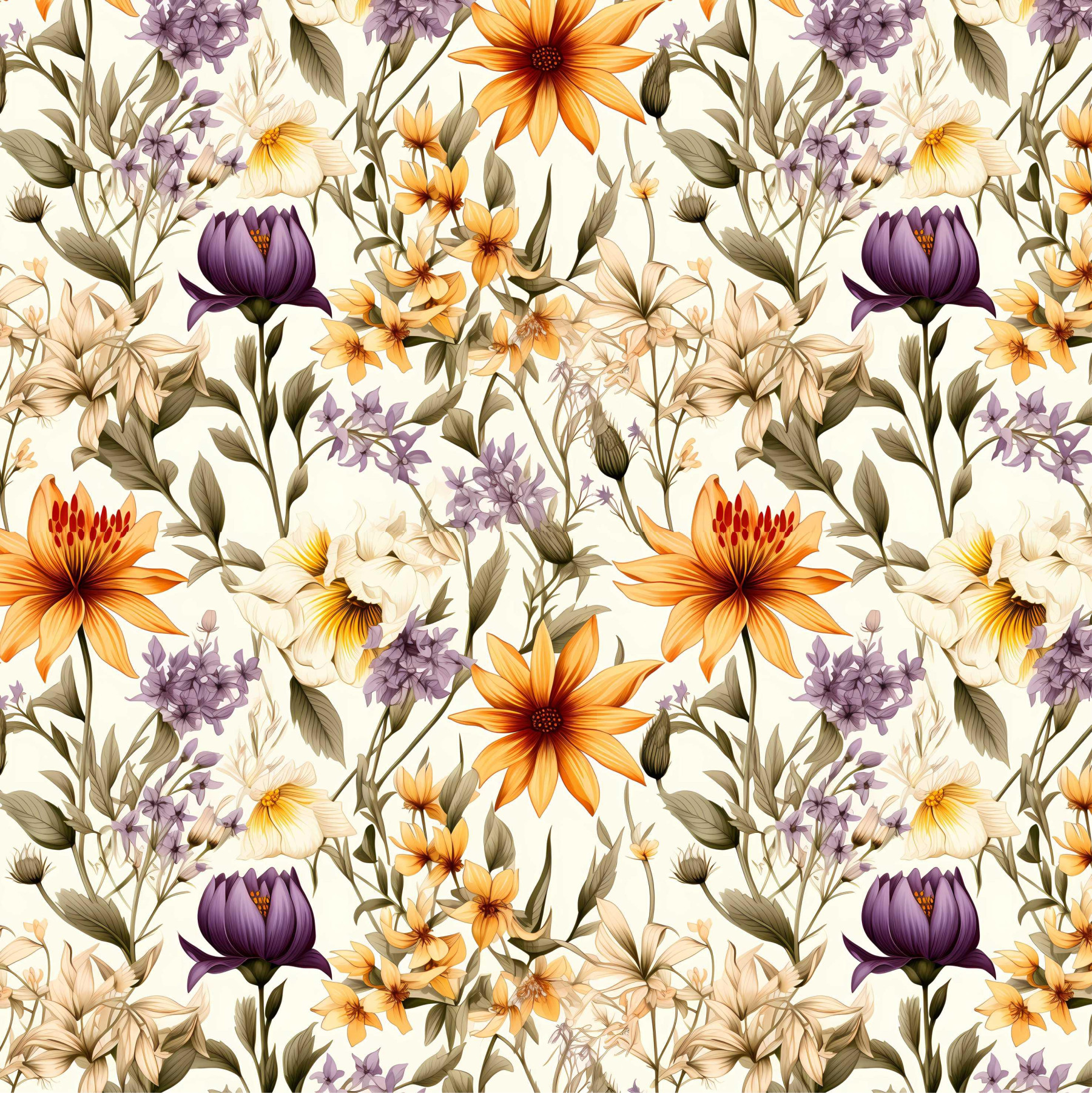 FLOWERS wz.5 - Cotton woven fabric