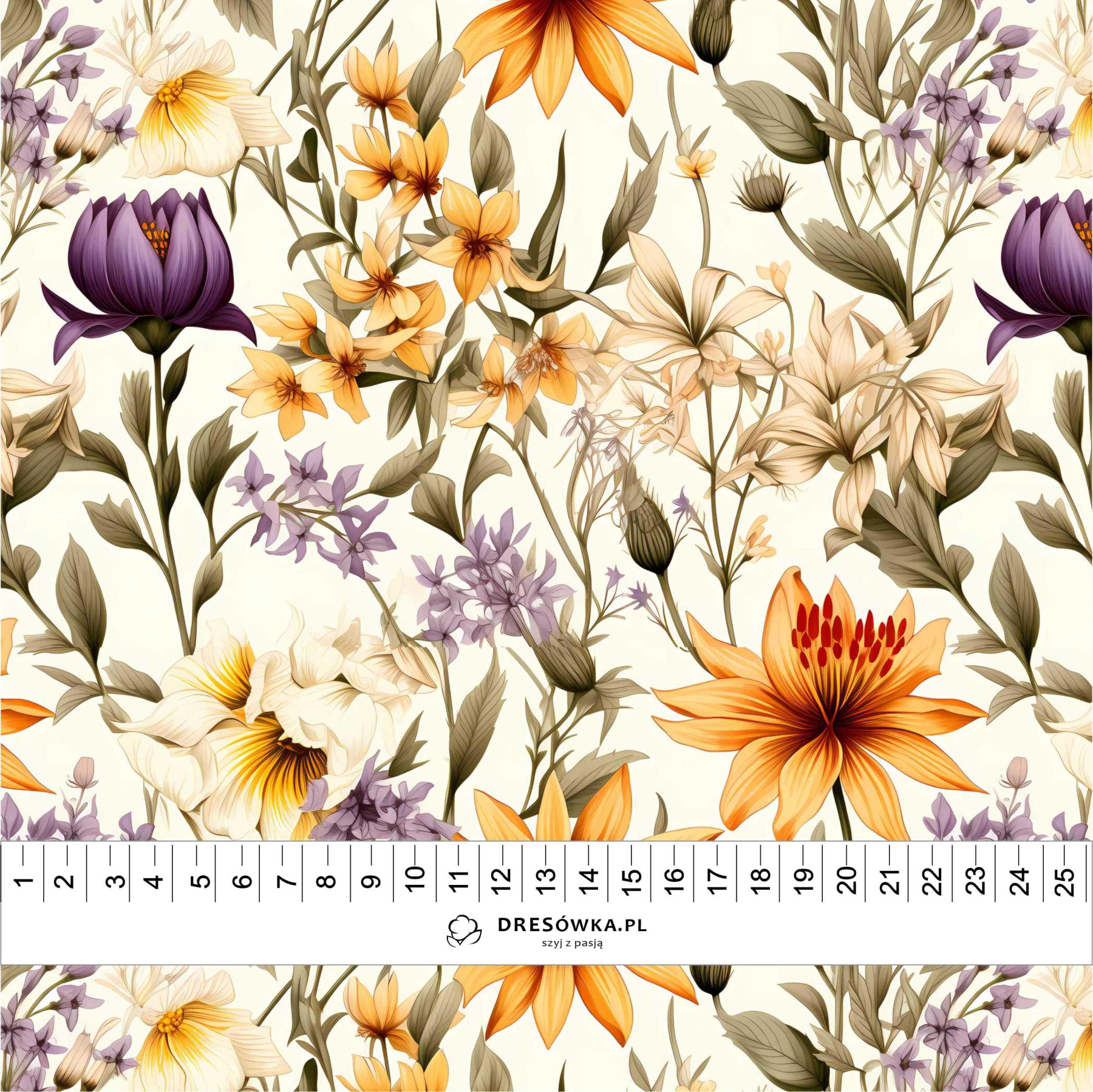 FLOWERS wz.5 - PERKAL Cotton fabric