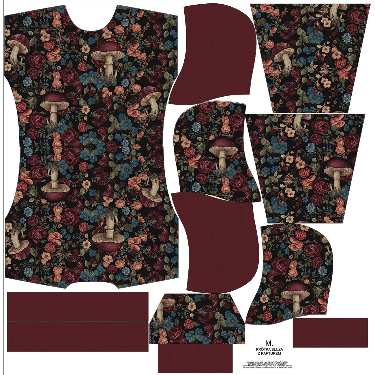 Cropped hoodie (IDA) - FLOWERS wz.60 - sewing set