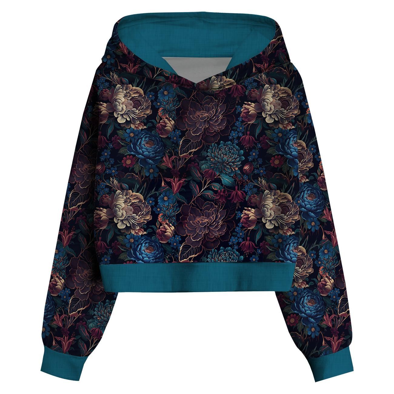 Cropped hoodie (IDA) - FLOWERS wz.63 - sewing set