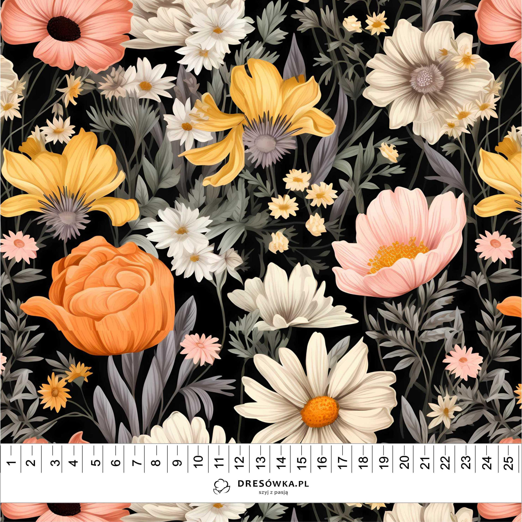 FLOWERS wz.6 - PERKAL Cotton fabric