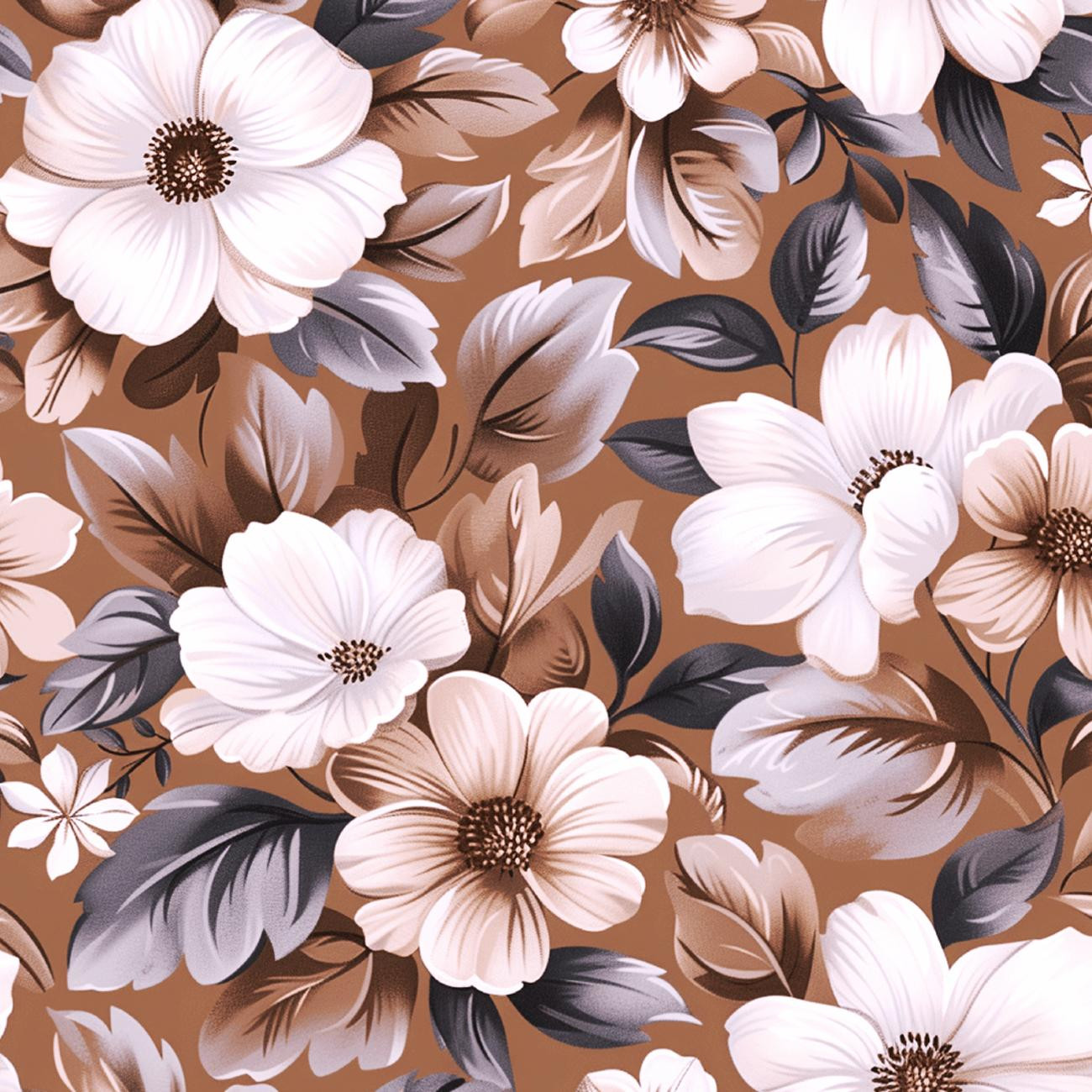 FLOWERS WZ.6/ Mocha Mousse  - looped knit fabric