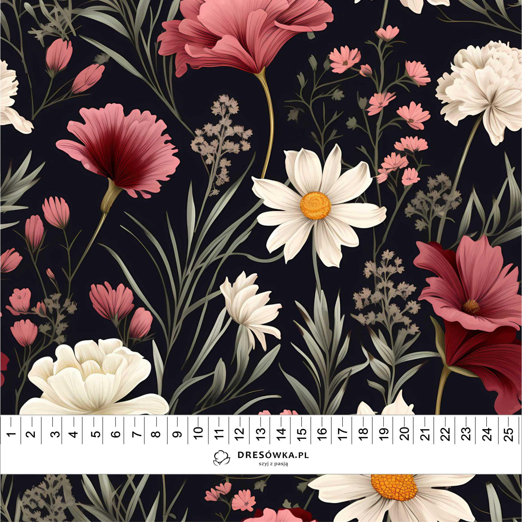 FLOWERS wz.7 - Woven Fabric for tablecloths