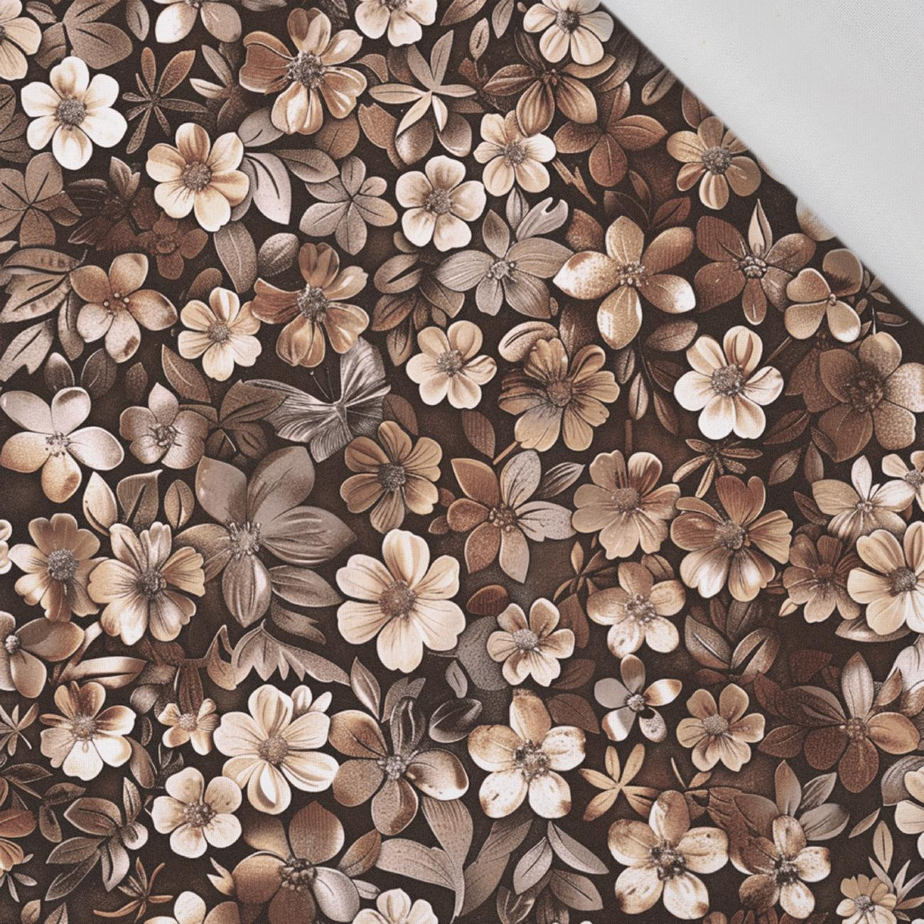 FLOWERS WZ.8/ Mocha Mousse  - Cotton woven fabric
