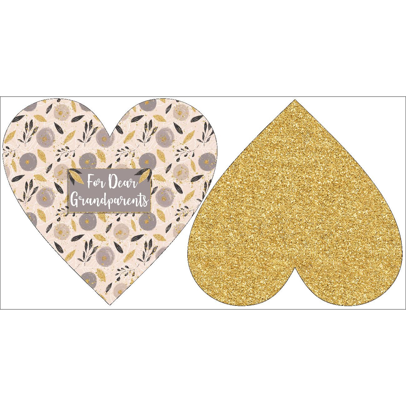 DECORATIVE PILLOW HEART - Dear Grandparents / FLOWERS pat. 8 (gold)