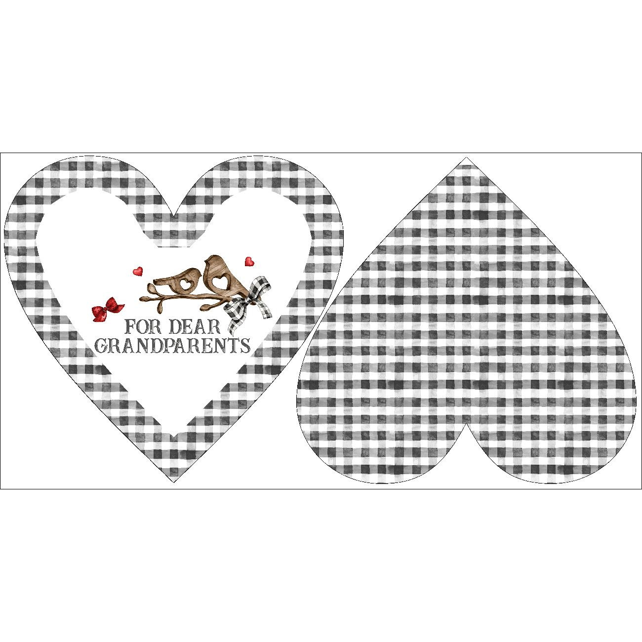 DECORATIVE PILLOW HEART - For Dear Grandparents / MINI VICHY GRID