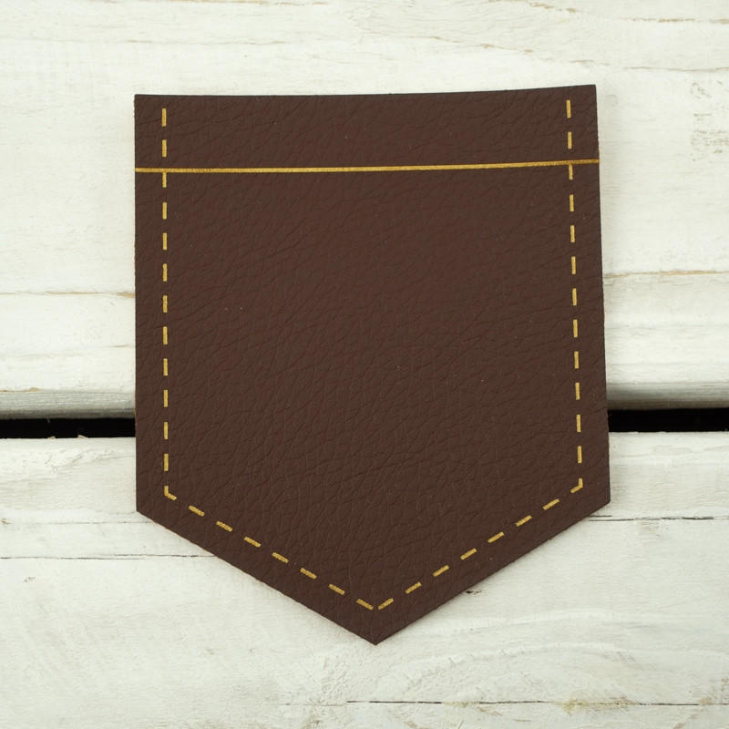 Big pocket from leatherette V-neck - brown