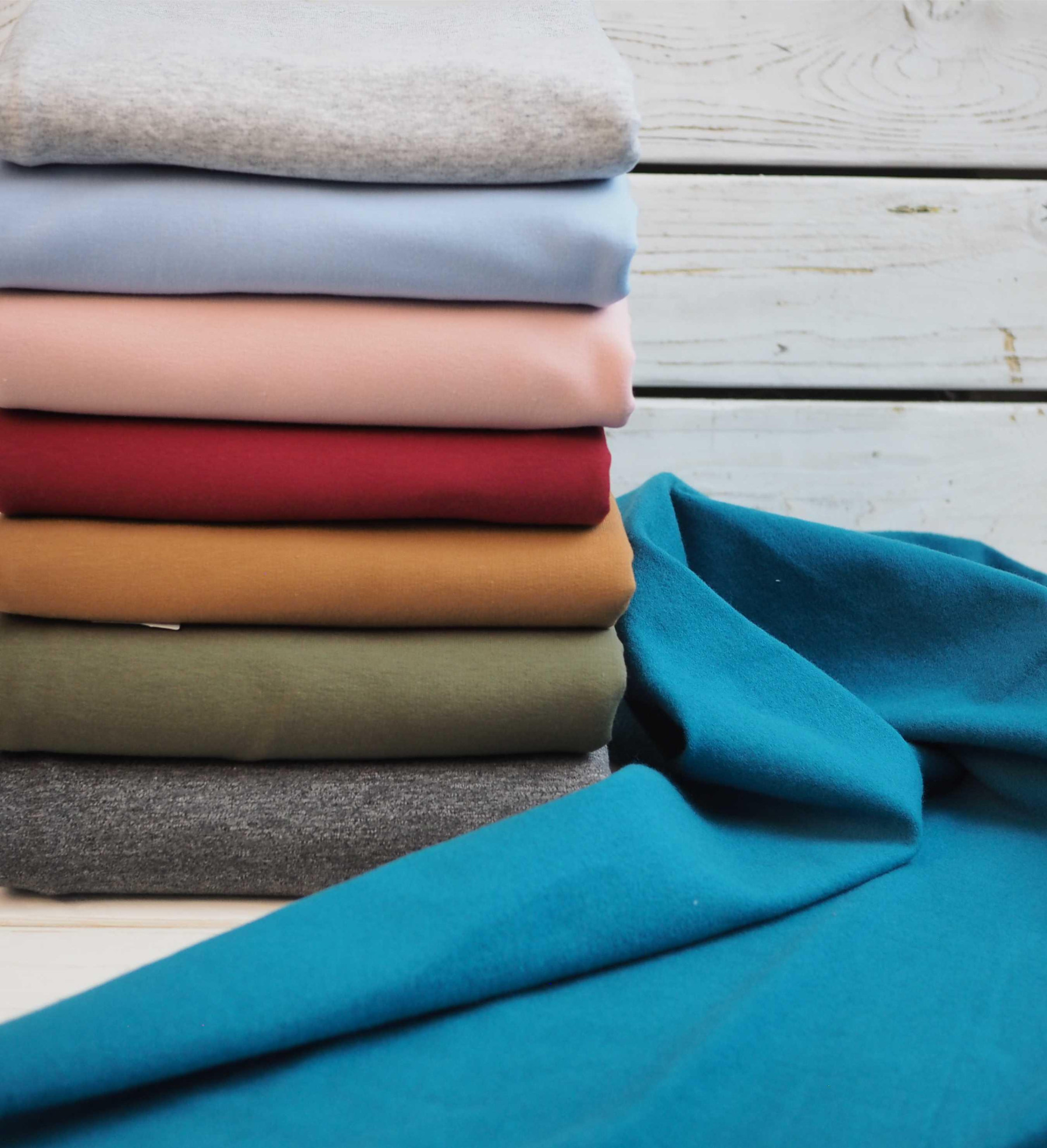 D-48 Muted blue - brushed knitwear with elastane