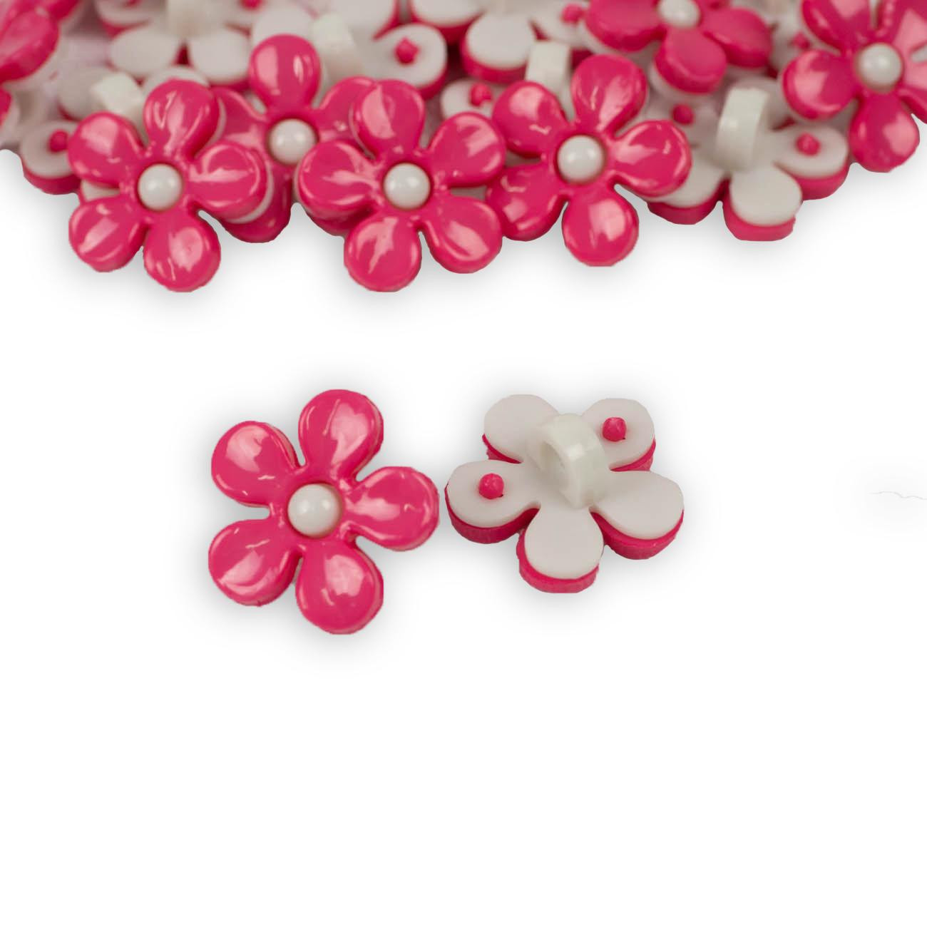 16mm Kids flower button pink / white