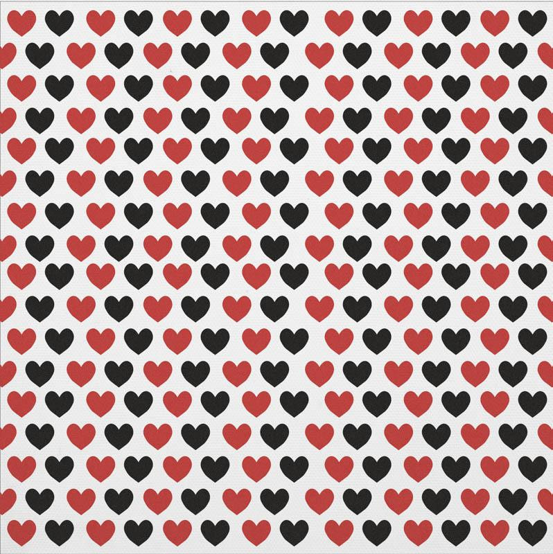 CUSHION PANEL - RED-BLACK HEARTS - HOME DECOR PREMIUM 