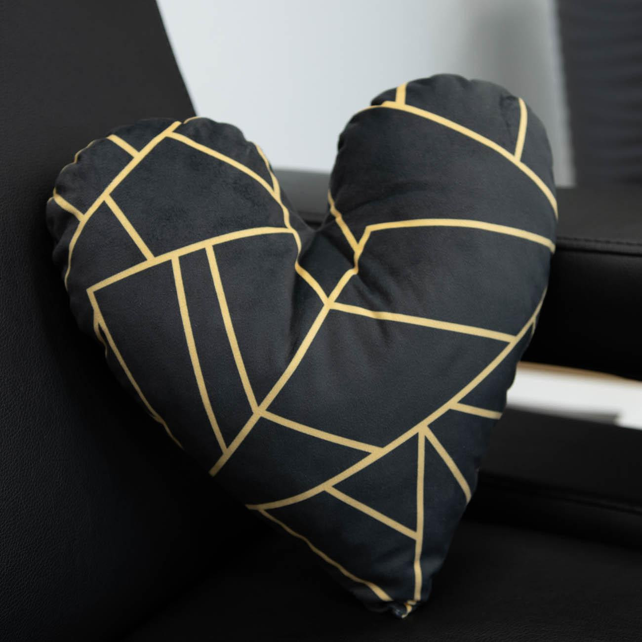 DECORATIVE PILLOW HEART - KOCHAM CIĘ / LEAVES pat. 12 (gold) 