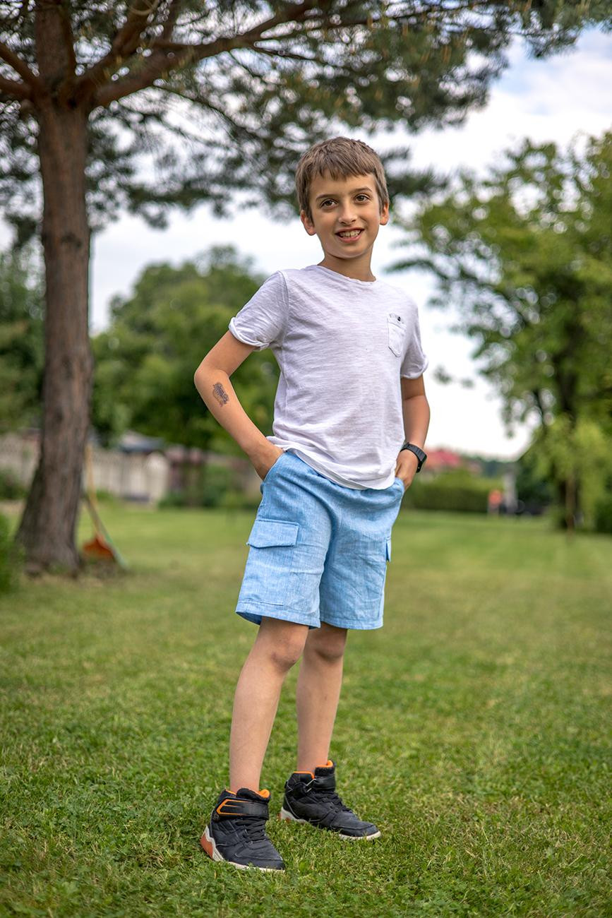 KID`S CARGO SHORTS - WHITE STARS / dark blue - sewing set