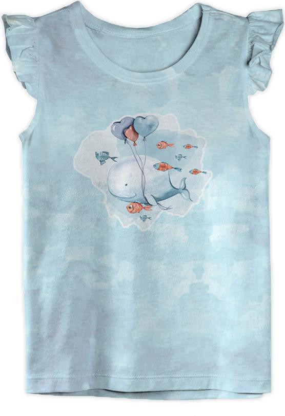 WHALE AND BALLOONS (MAGIC OCEAN) - SINGLE JERSEY PANORAMIC PANEL (60cm x 155cm)