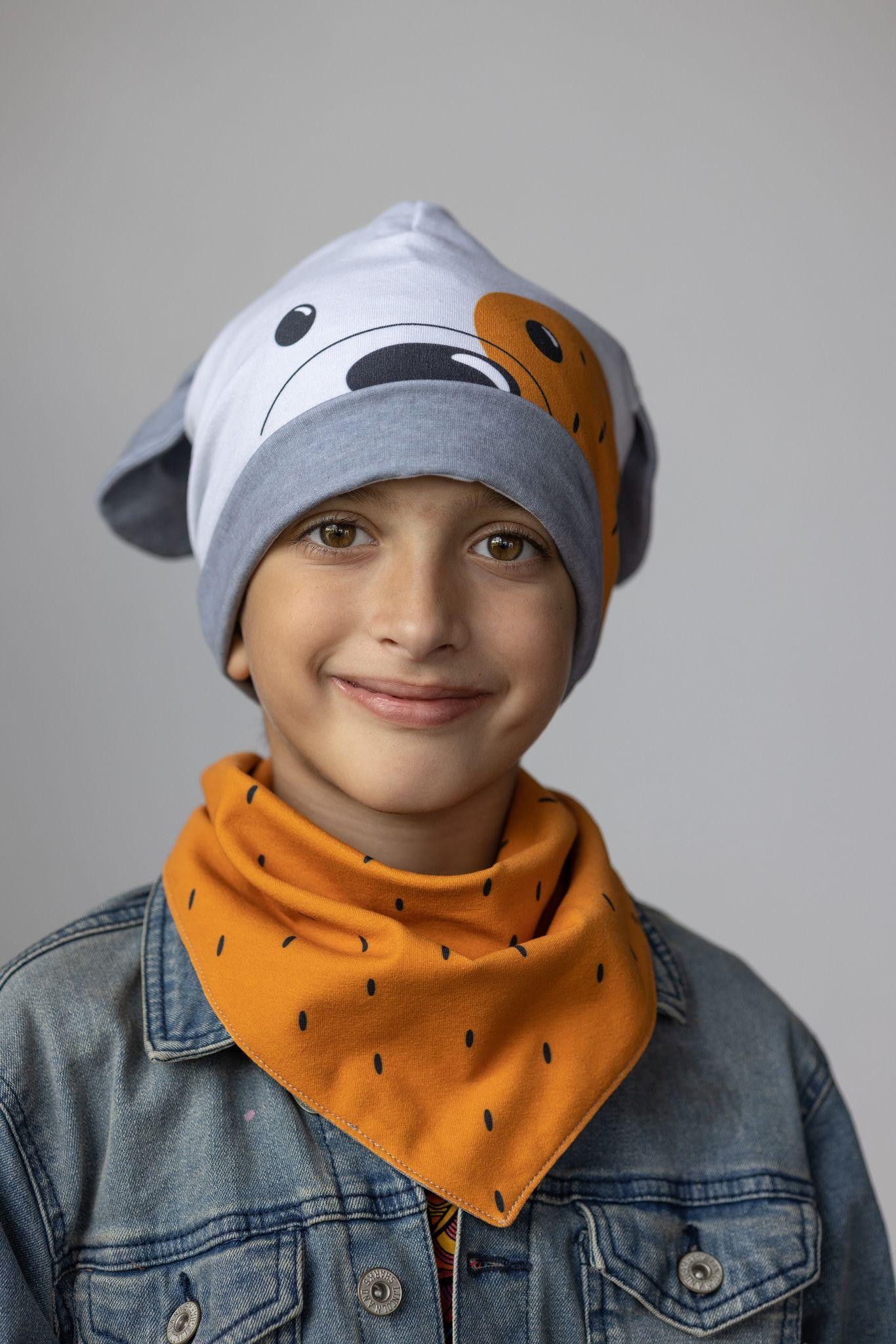 KID'S CAP AND SCARF (TEDDY) - PANDA ON A RAINBOW - sewing set